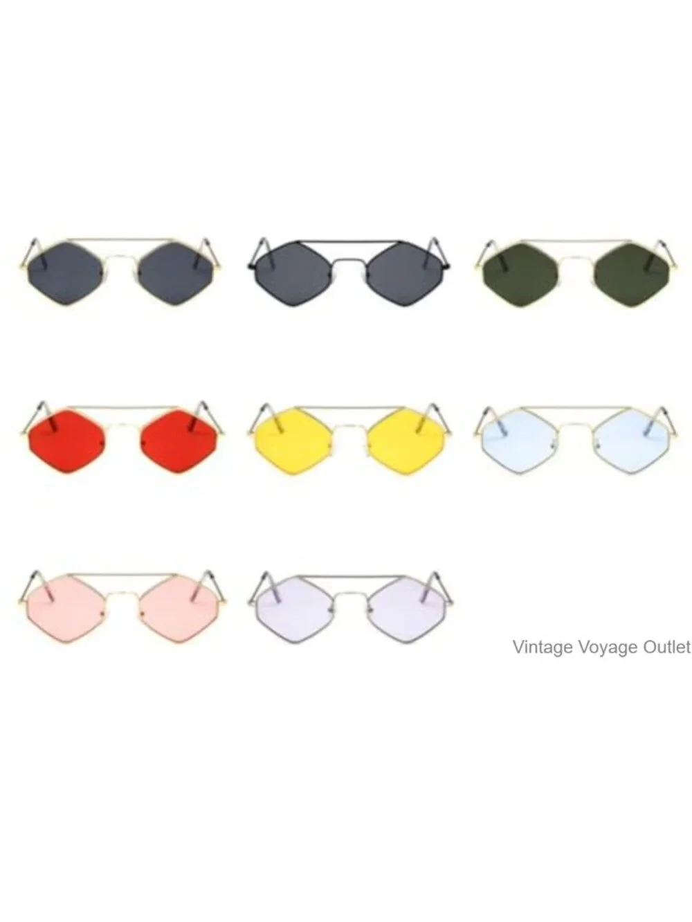 Cat Eye Sunglasses Women Retro Triangle Narrow Metal Frame UV400